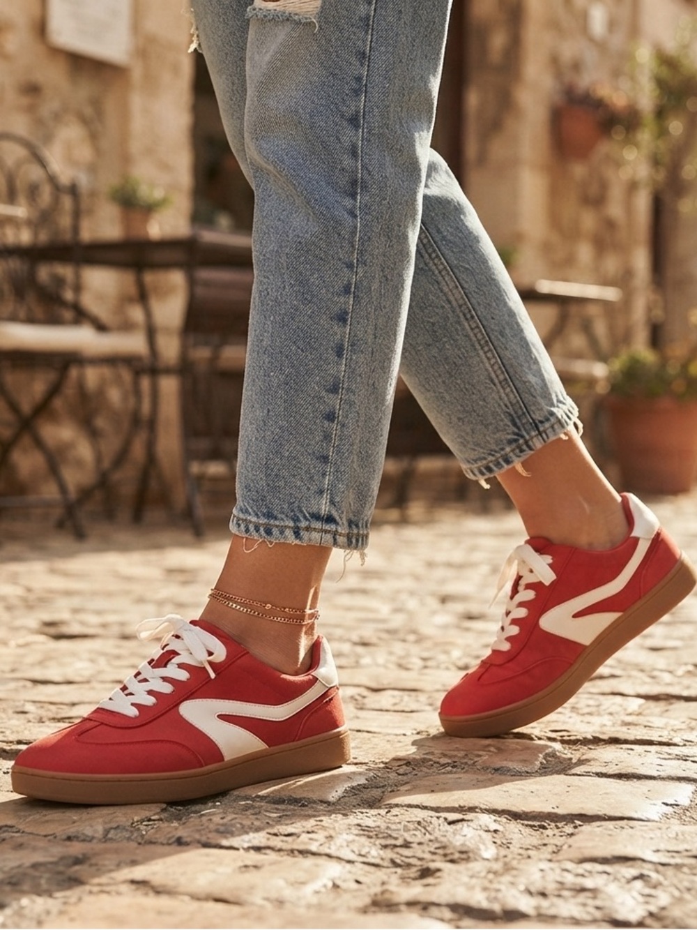 DV by Dolce Vita Quantum Faux Leather Retro Lace Up T-Toe Sneakers Red Size 9